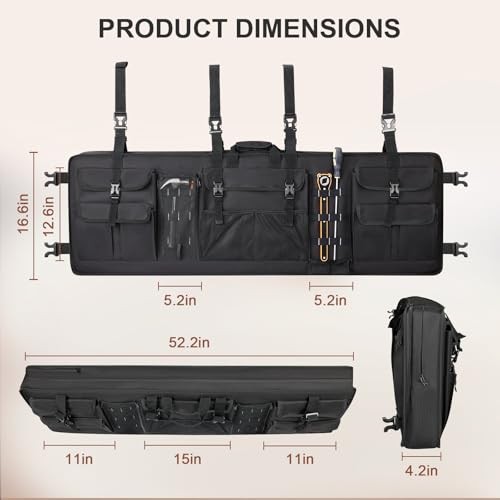 Double UTV Tool Carrier Soft Case, Quick Release Hunting Tool Bag Rack Black