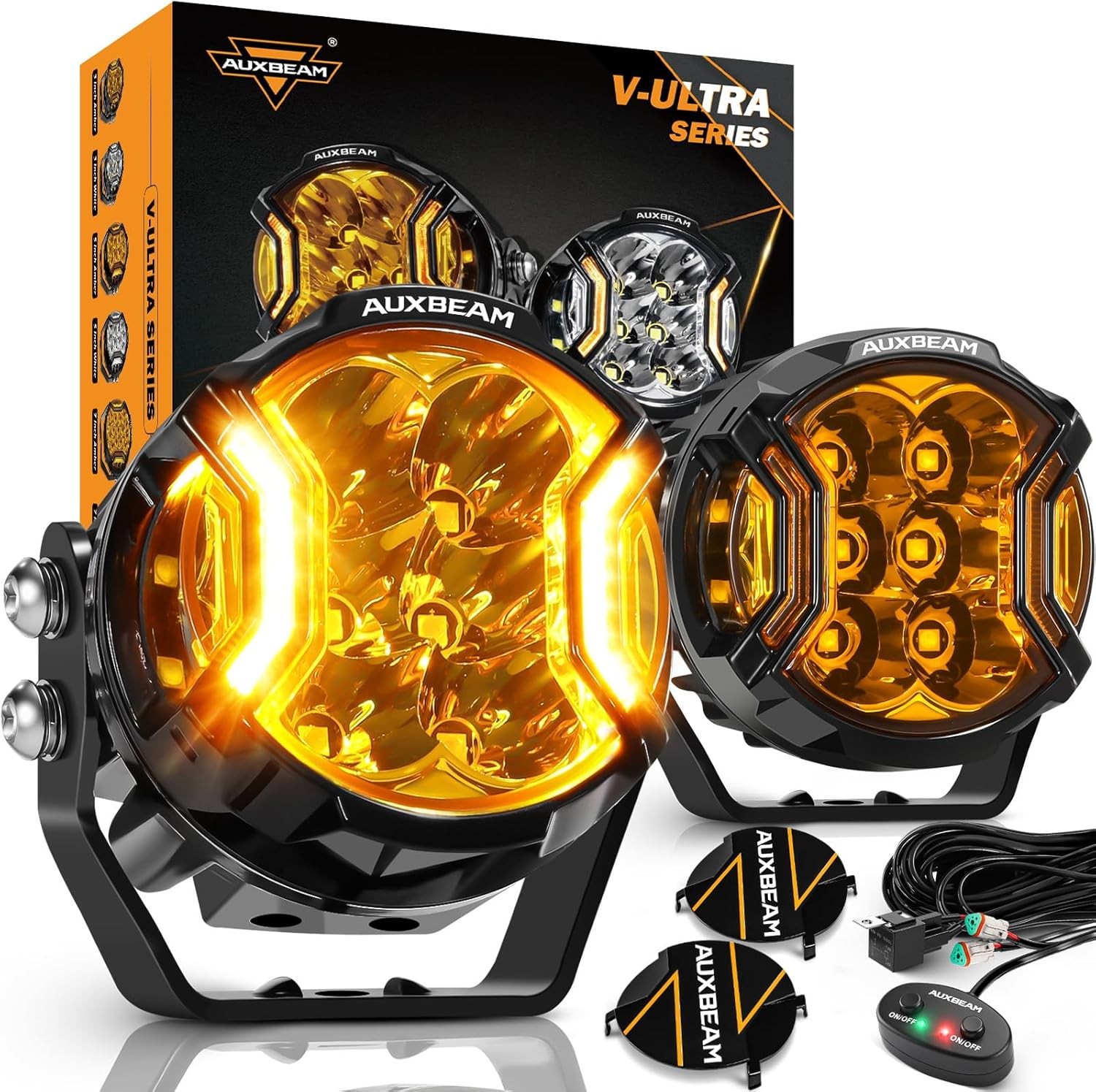 AUXBEAM 3"inch 108W Side Shooter LED Work Driving Light Spot Fog Pods Amber DRL