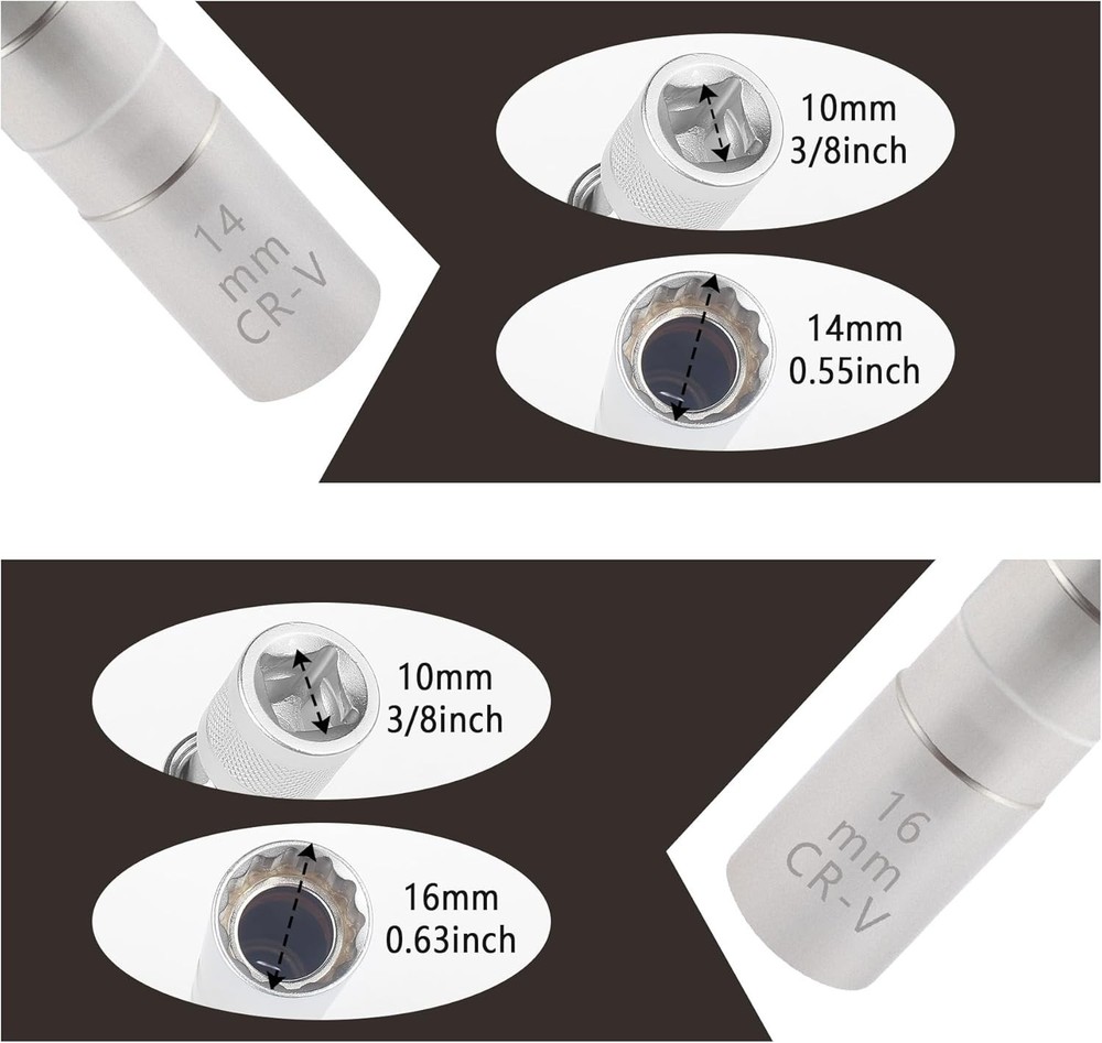 2 Pack Magnetic Spark Plug Socket 3/8 Drive 12 Point Removal Tool for BMW & MINI