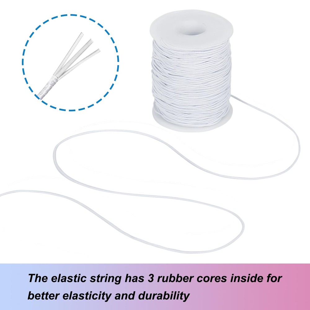 White Elastic String, 328 Feet 1mm Stretchy Bracelet String Bead 1MM,