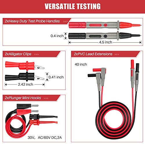 8Pcs Multimeter Test Leads Kit,Digital Multimeter Leads with Alligator Clips
