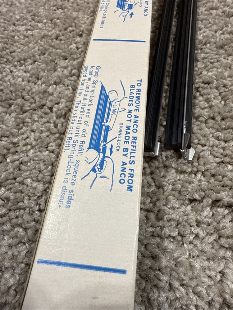 NOS ANCO 19” Replaceable refills Wiper Blades Rainmaster #6019 Pair