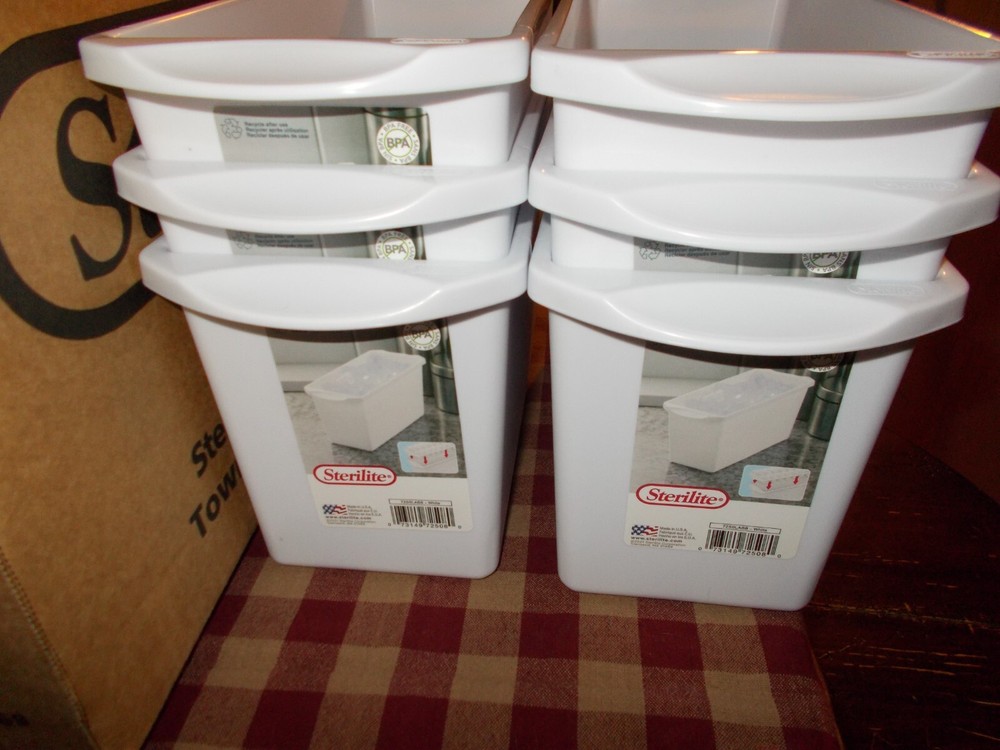 6 pc. Ice Bucket Bin Storage Cube Freezer Stacking Tray White Containers Holders