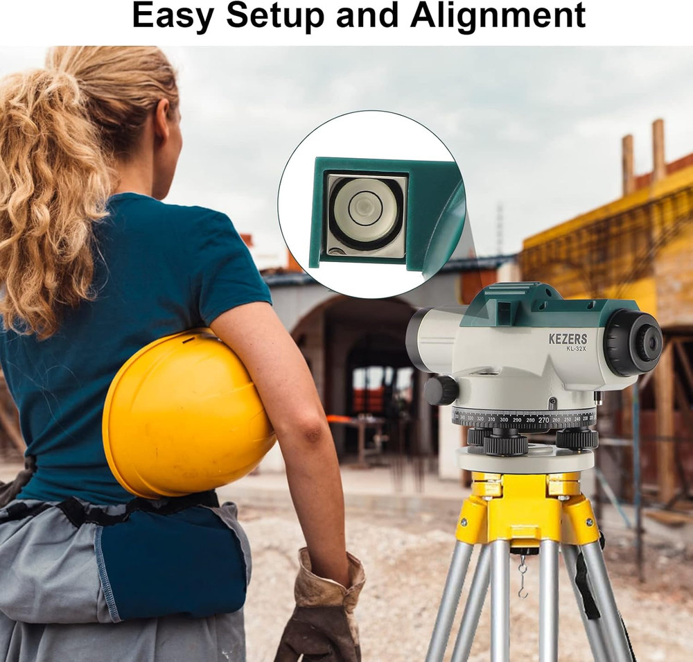 32X Automatic Optical Level Kit with Self- Leveling Magnetic Dampened Compensato