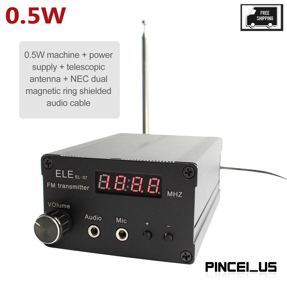 0.5W Stereo FM Transmitter Wireless Broadcast Transmitter Power Adjustable pe66