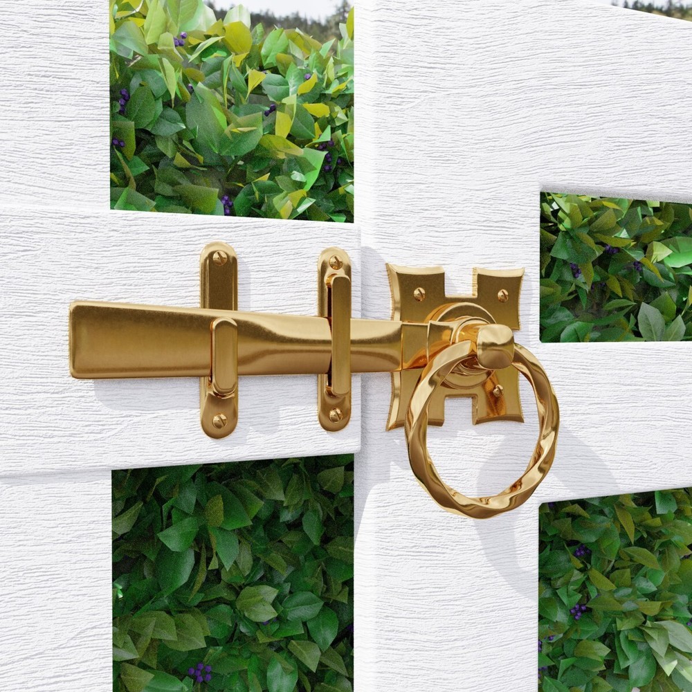 Gate Latch Set Solid Brass Ring Twist 7.25 "L Heavy Duty Renovators Supply