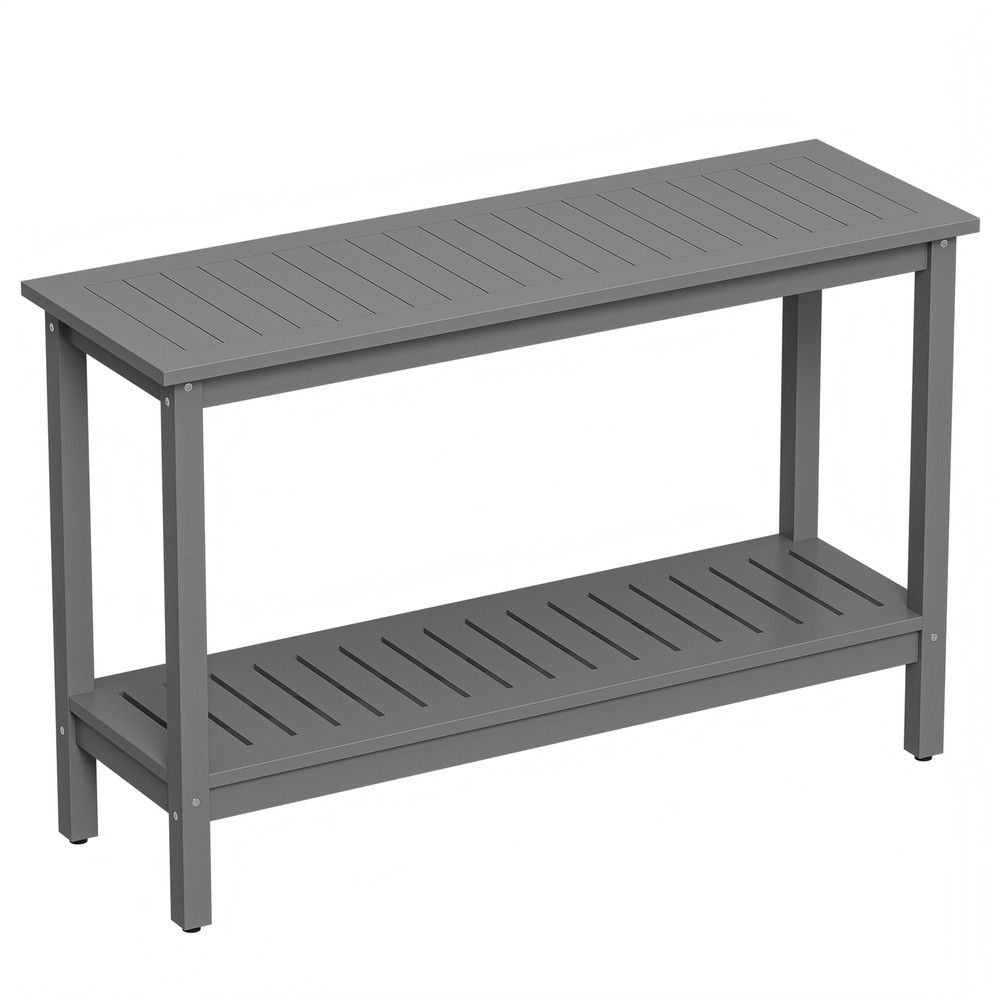 48" Console Table Storage Behind Couch Sofa Table w/ Shelves For Garden Gray