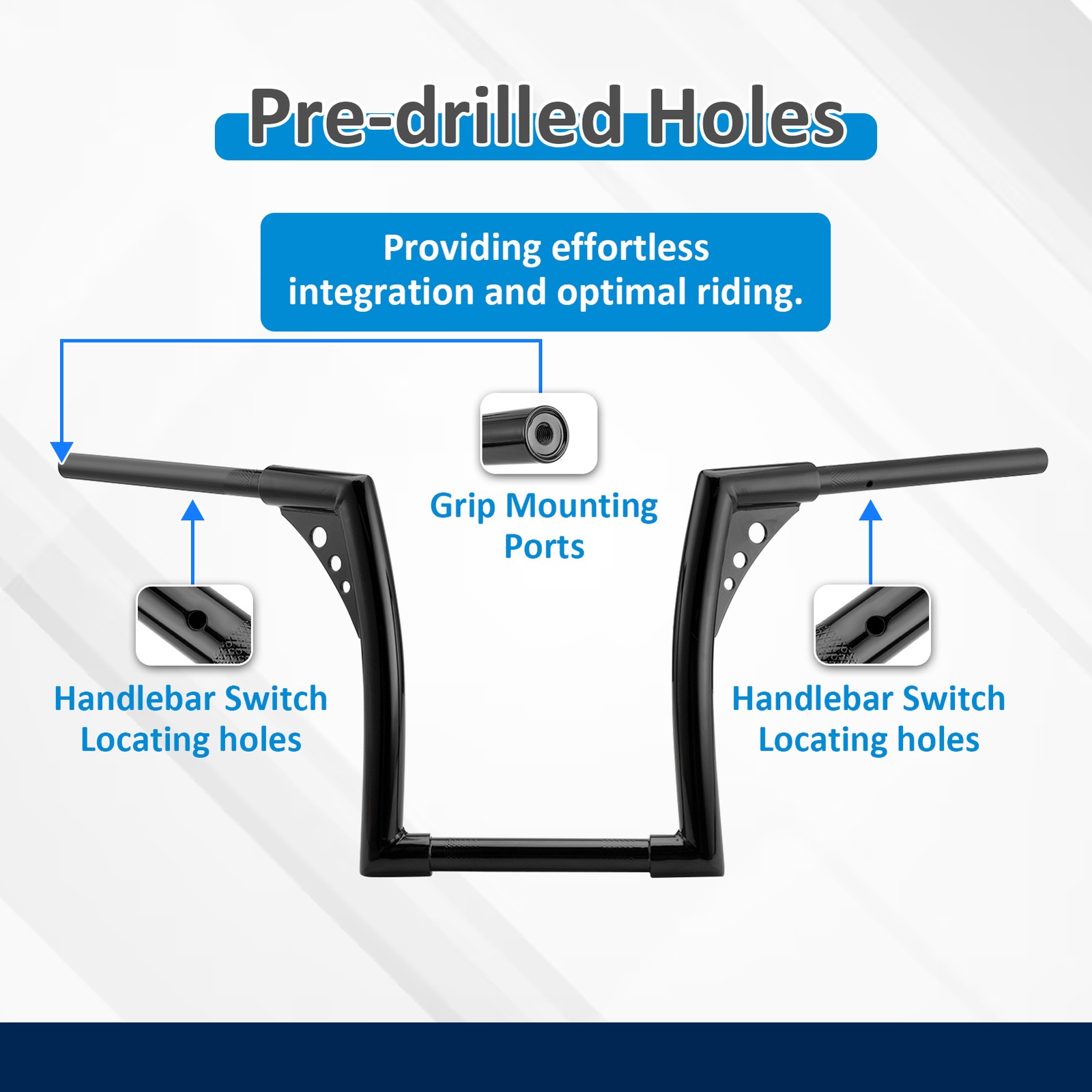 12" Rise 6" Pullback Black Bagger Bar-Sharp Handlebar for Indian Scout 2015-2024