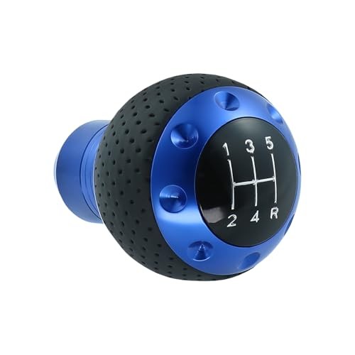 5 Speed Manual Shift Knob Leather Round Ball Gear Shifter Knobs Stick Blue