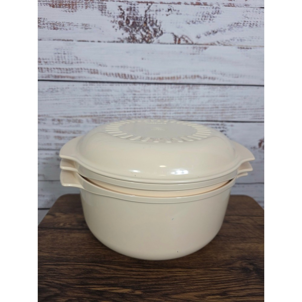 VTG Tupperware Almond Stack Cooker Microwave Tupperware Casserole 4 Piece