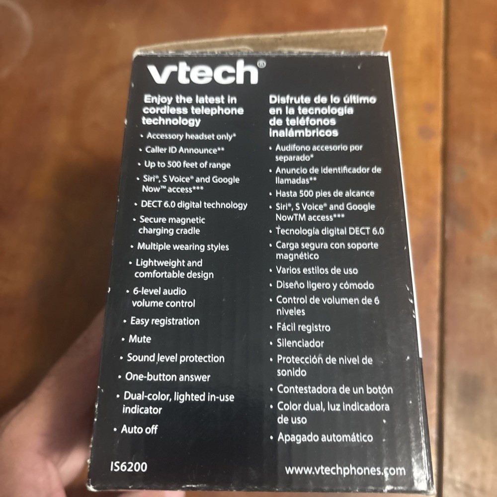 VTech IS6200 DECT 6.0 Accessory Cordless Headset Silver/Black 500 ft range
