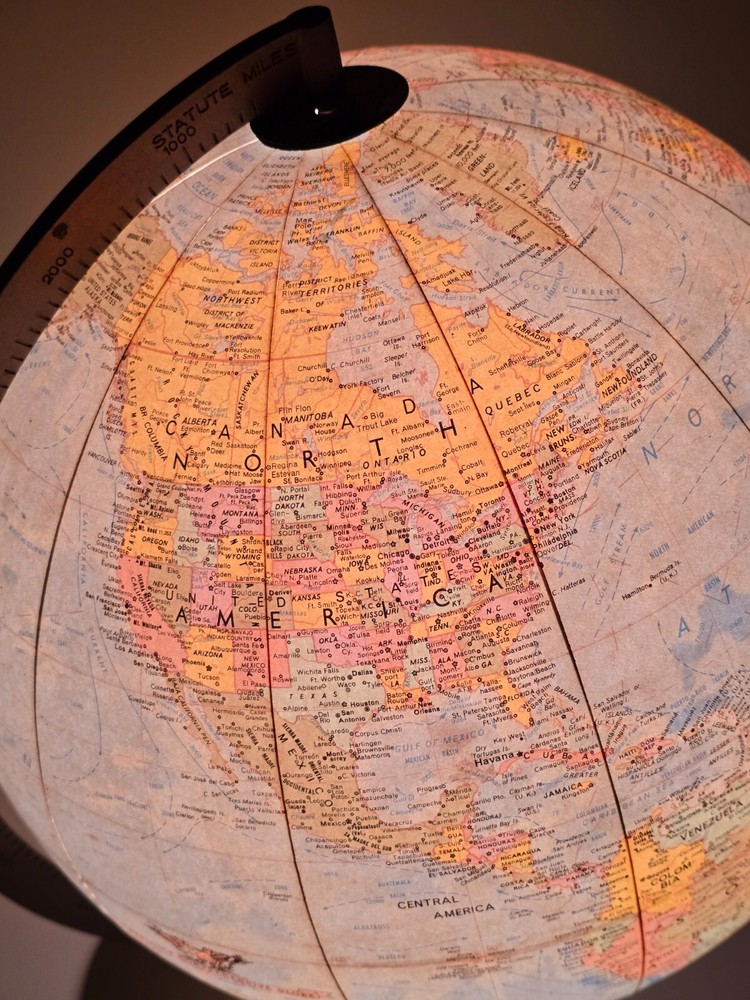 Vintage Replogle Comprehensive Globe Illuminated/Lighted 12" Library Globe USSR