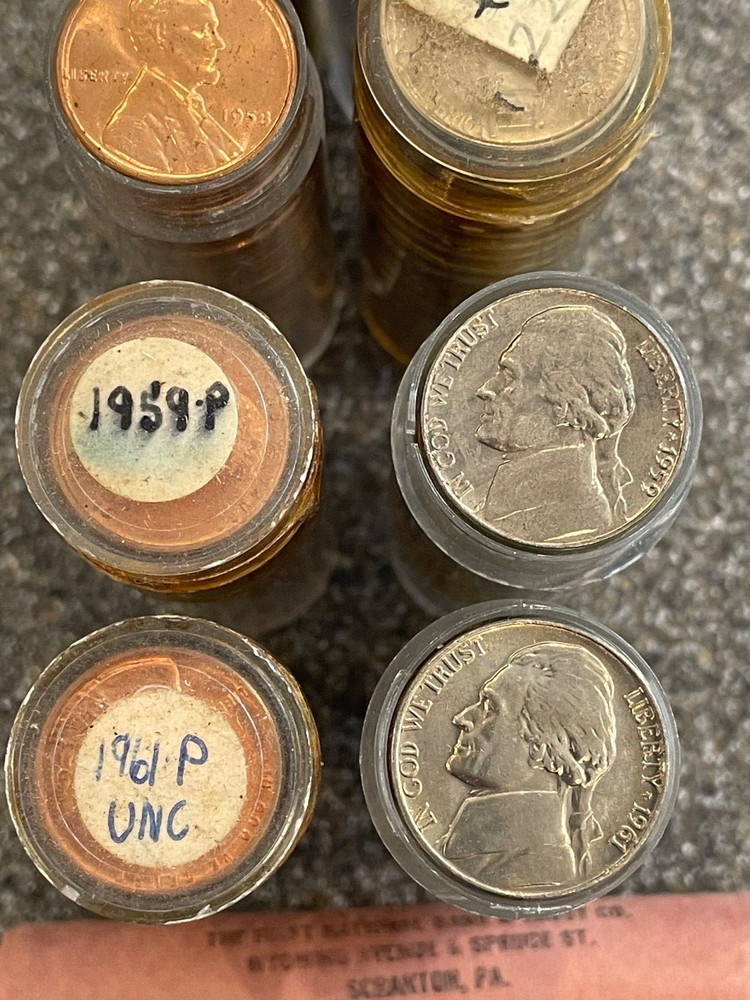 9- Original Gem BU Penny Nickel Rolls