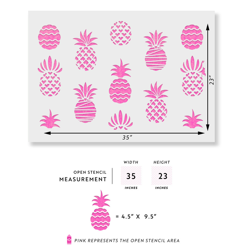 Styled Pineapple Pattern Wall Stencil - Durable & Reusable Mylar Stencils