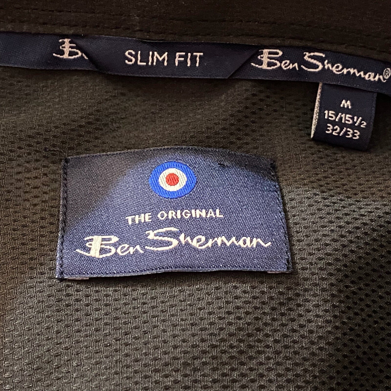 NWT Ben Sherman Slim Fit Black Button Down Dress Shirt Men’s M 15/15.5 32/33