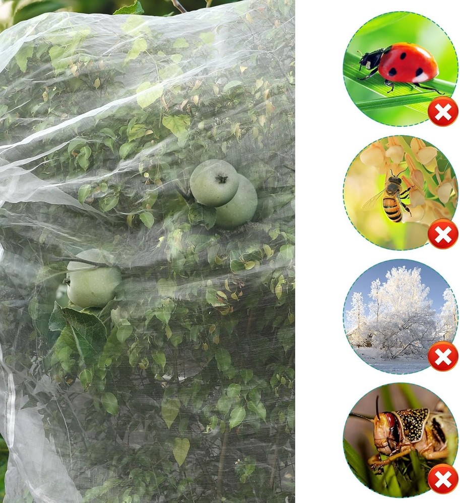 10ftx10ft Large Fruit Tree Netting Bags, Bird for Trees White