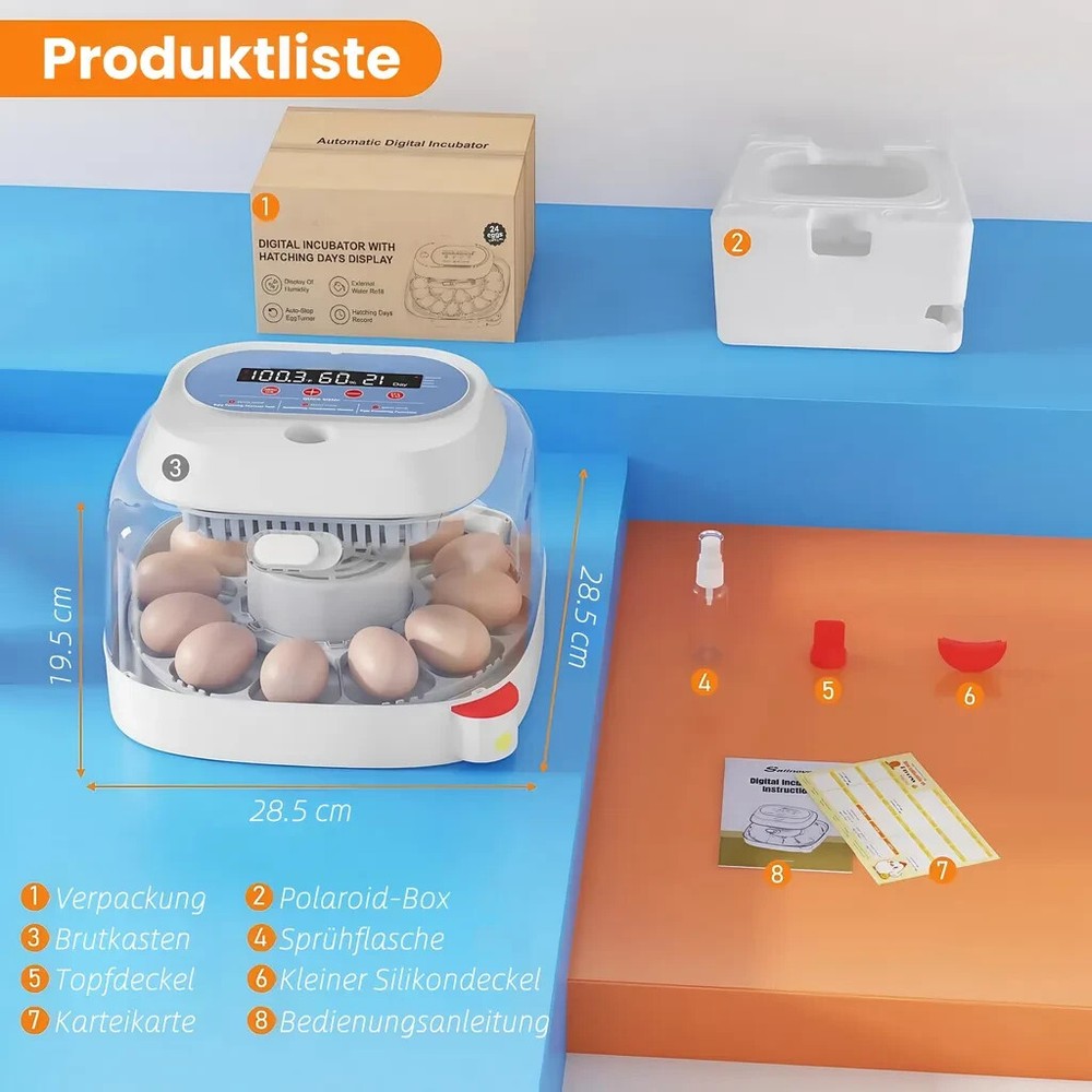 12/24 Egg Digital Incubators for Hatching Eggs 4 Modes w/ Automatic Egg Turning