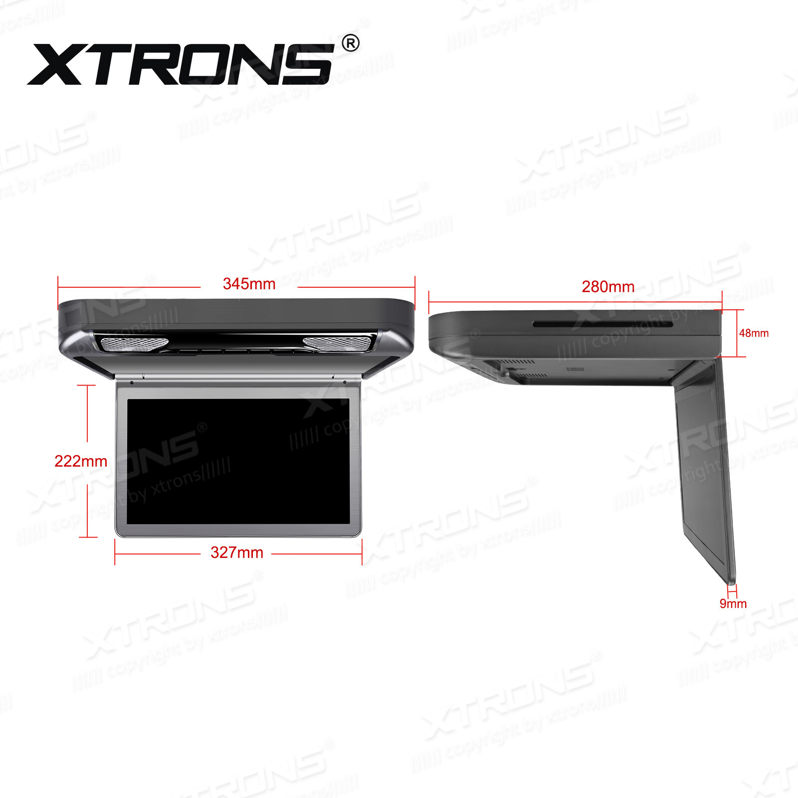 13.3" Car Roof Overhead DVD Player Mount Flip Down Monitor HDMI/USB/SD 1080P HD