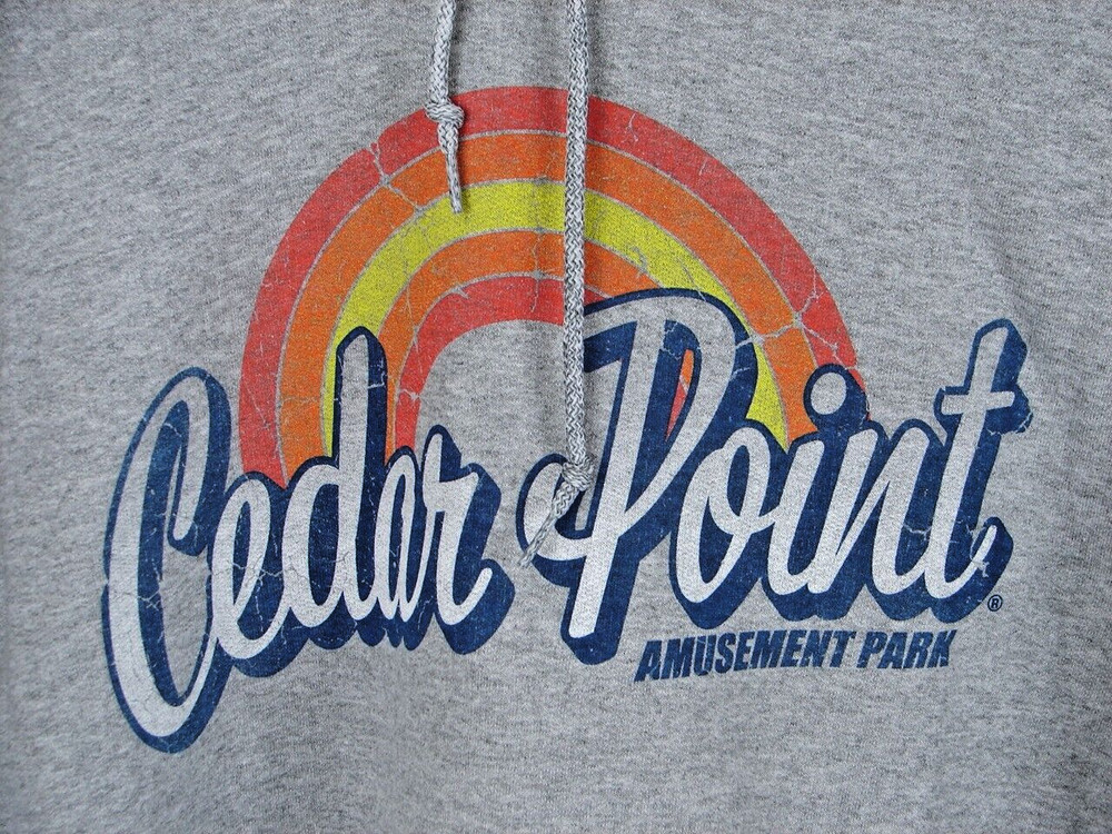 Cedar Point Gray Pullover Fleece Hoodie Size Small