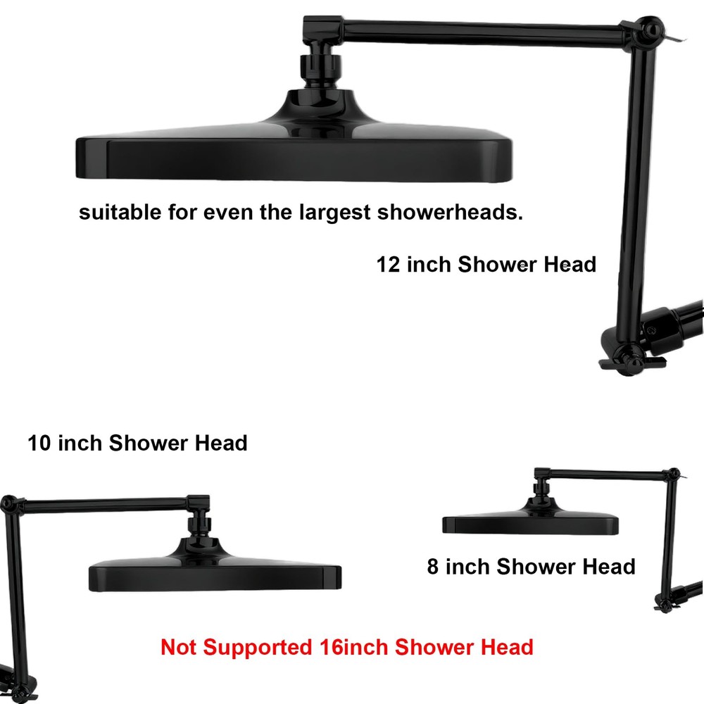 RLKDKJ Shower Head Extension Arm, 16 Inch Solid Brass Adjustable Extender wit...