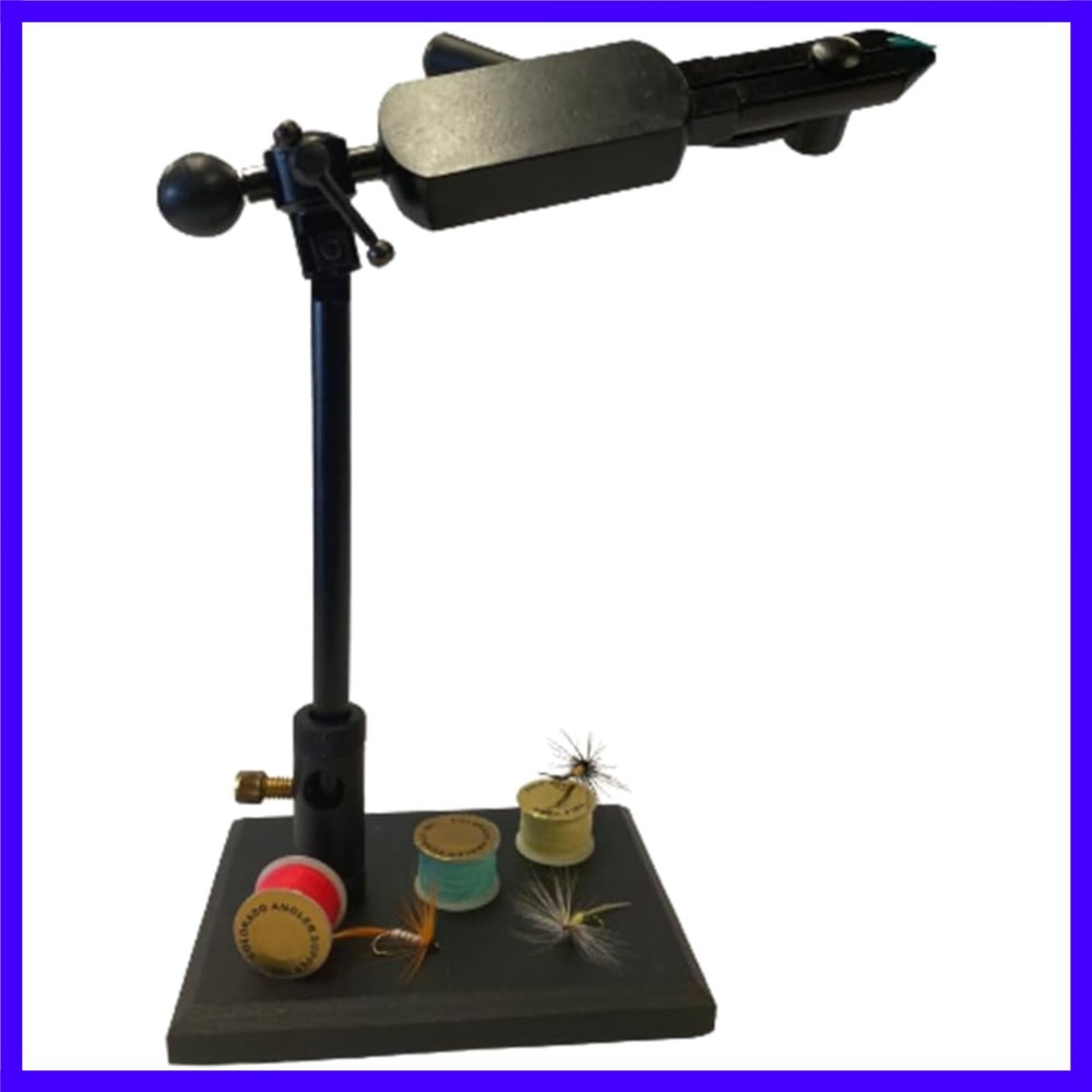 Black Crown Lever Action Fly Tying Vise with Base