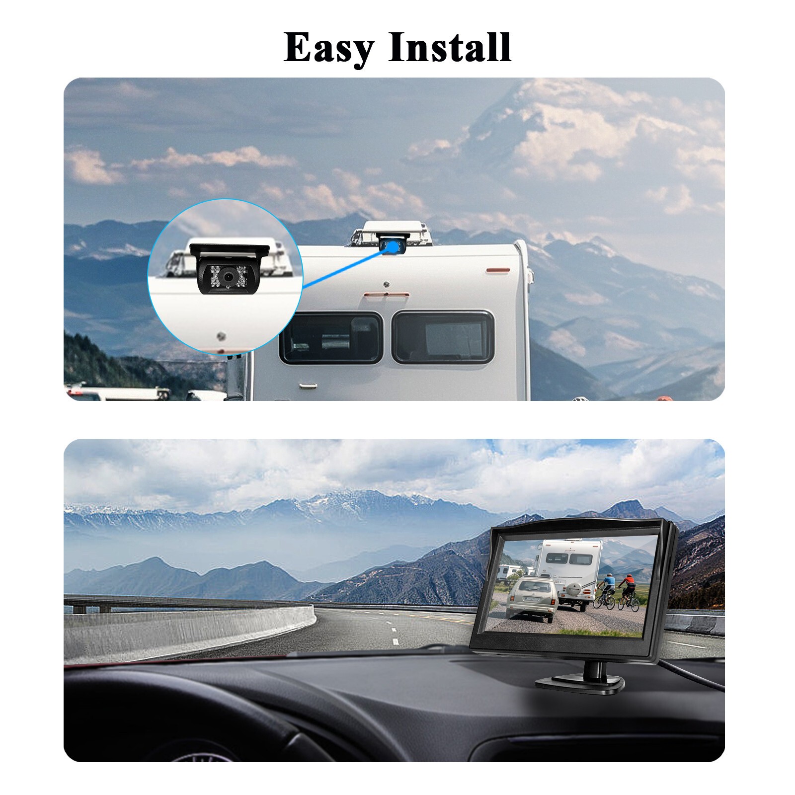 Digital Wireless Rear view Backup Camera 5" Car Monitor for Truck Camper Trailer