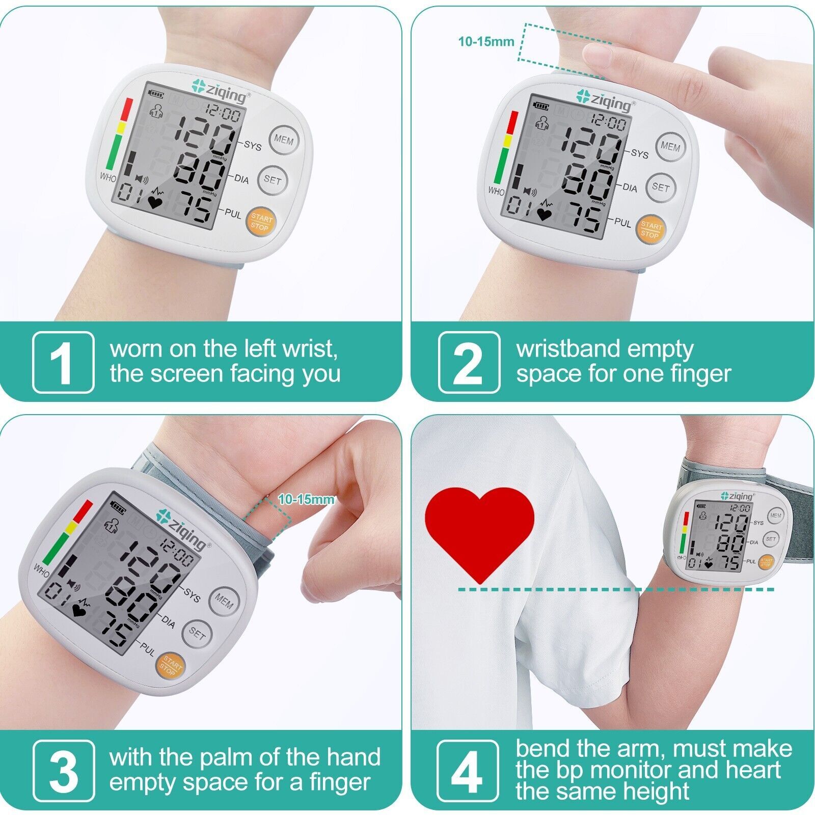 Automatic LCD Wrist Blood Pressure Monitor BP Machine Heart Rate Machine