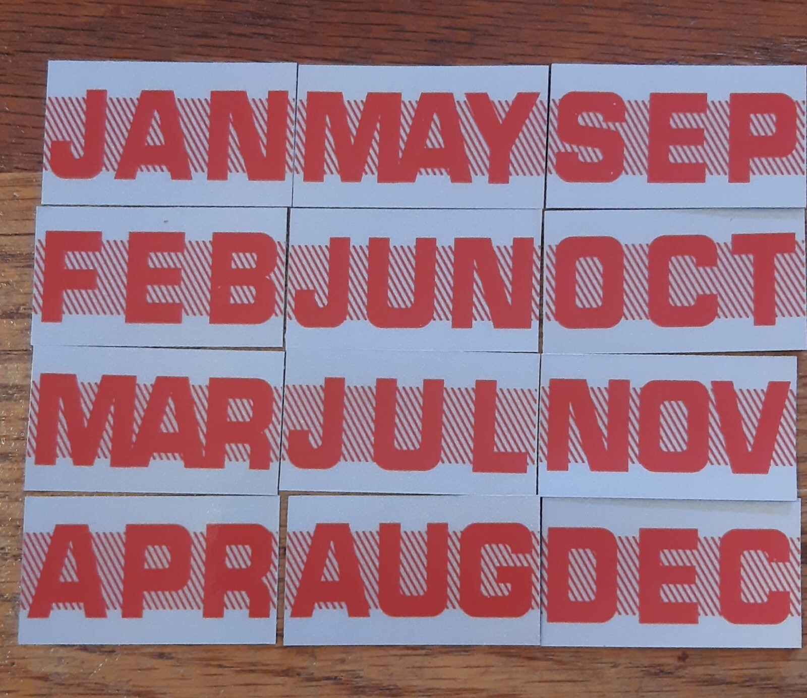 Two California license plates month sticker tags. RED. YOM