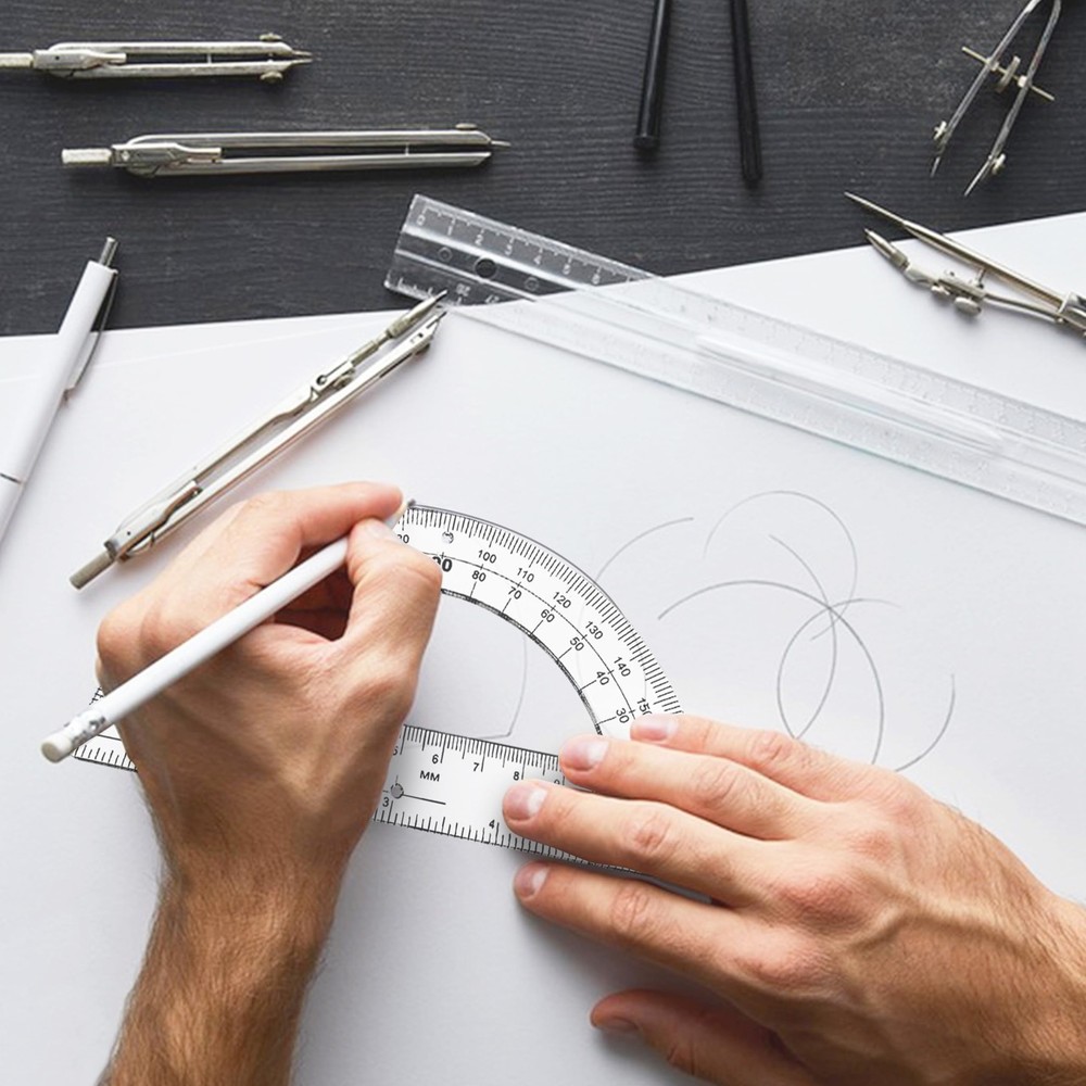 30PCS Clear Plastic Student Math Protractor 6-Inch Long 180 Degree for Angle ...