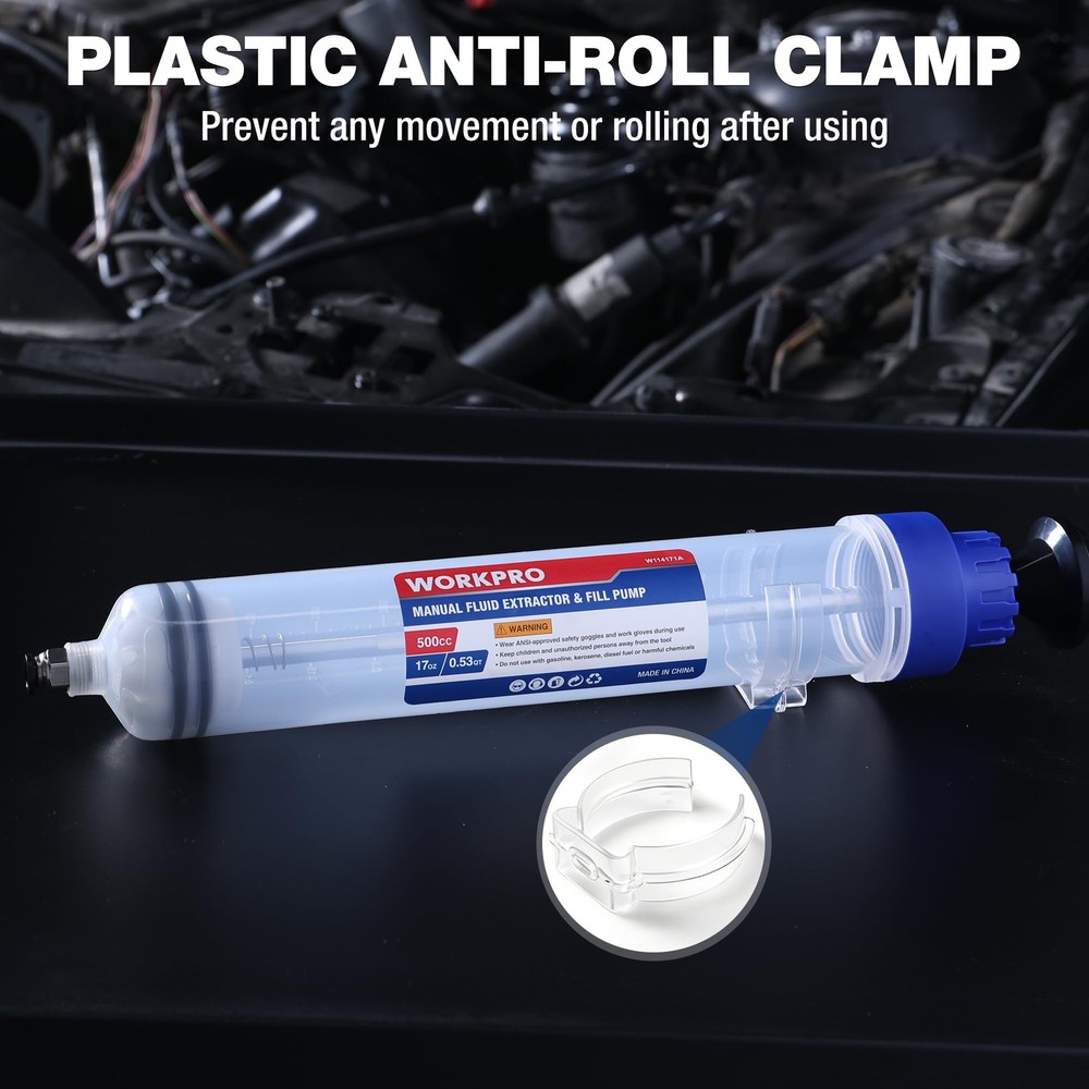 WORKPRO 500CC Manual Fluid Extractor, Multi-Purpose Oil Syringe, 500cc