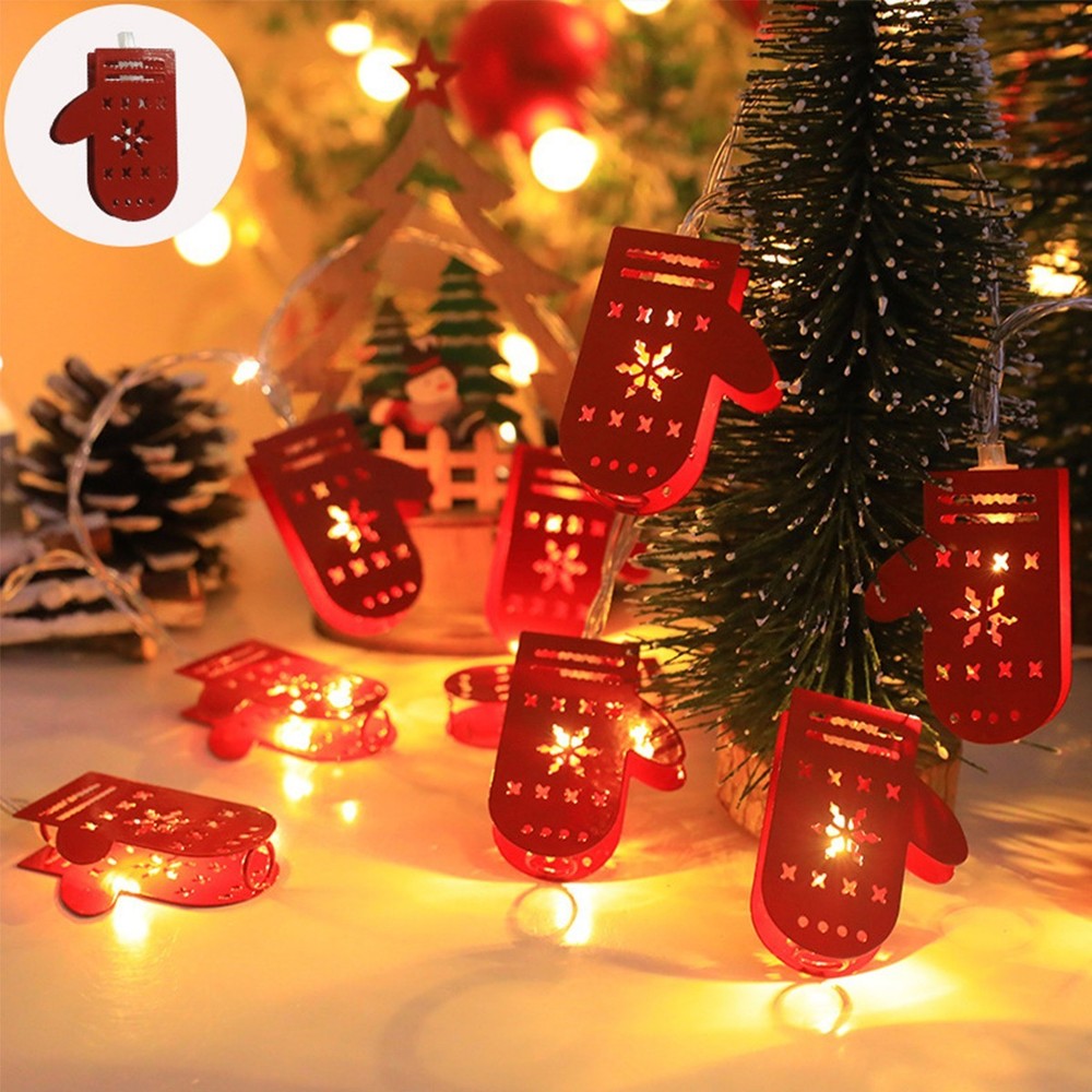 Christmas LED Light String Iron Christmas Gloves Ornament String Light