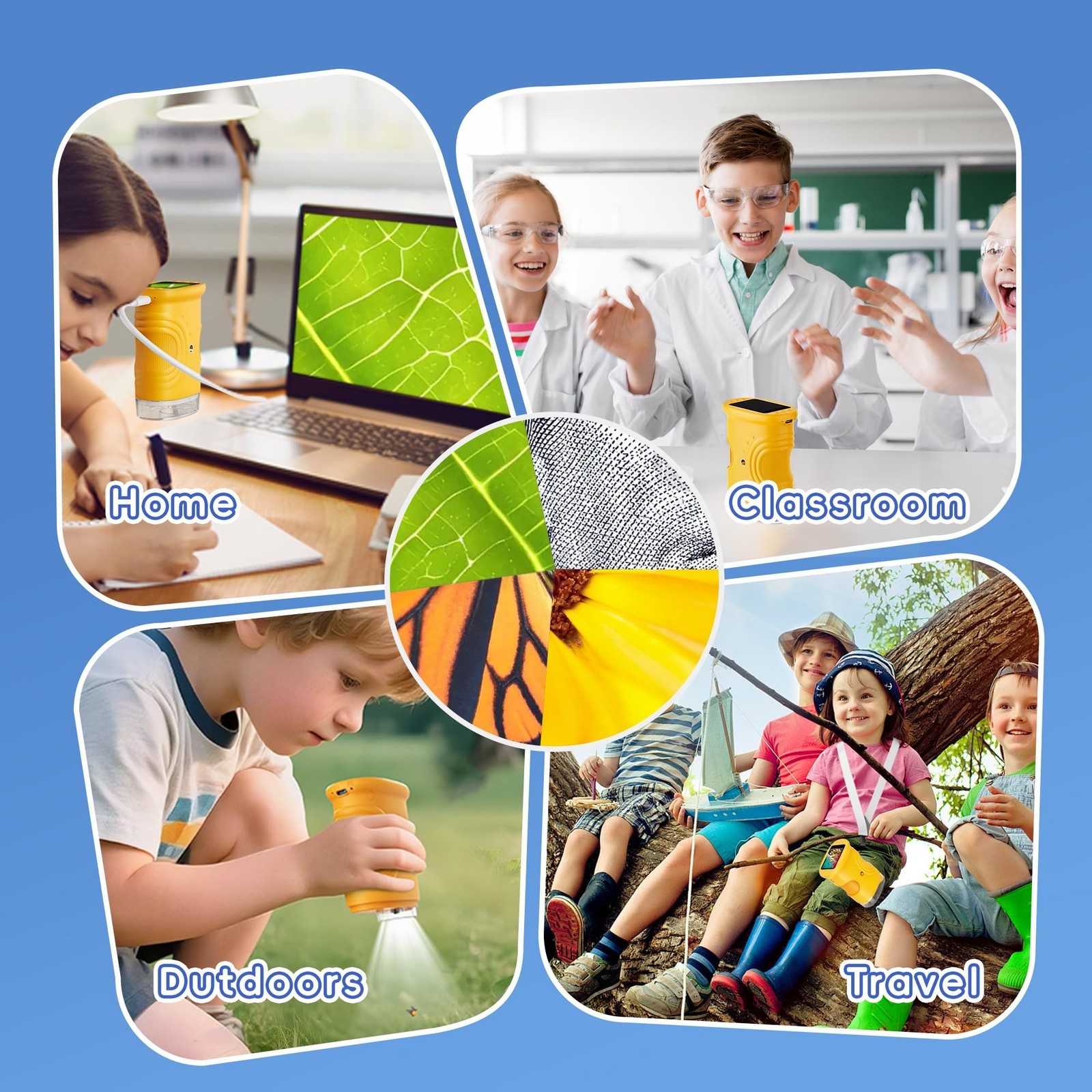 Microscope for Kids - 1000X Kids Handheld Pocket Microscope with 4K IPS Scree...