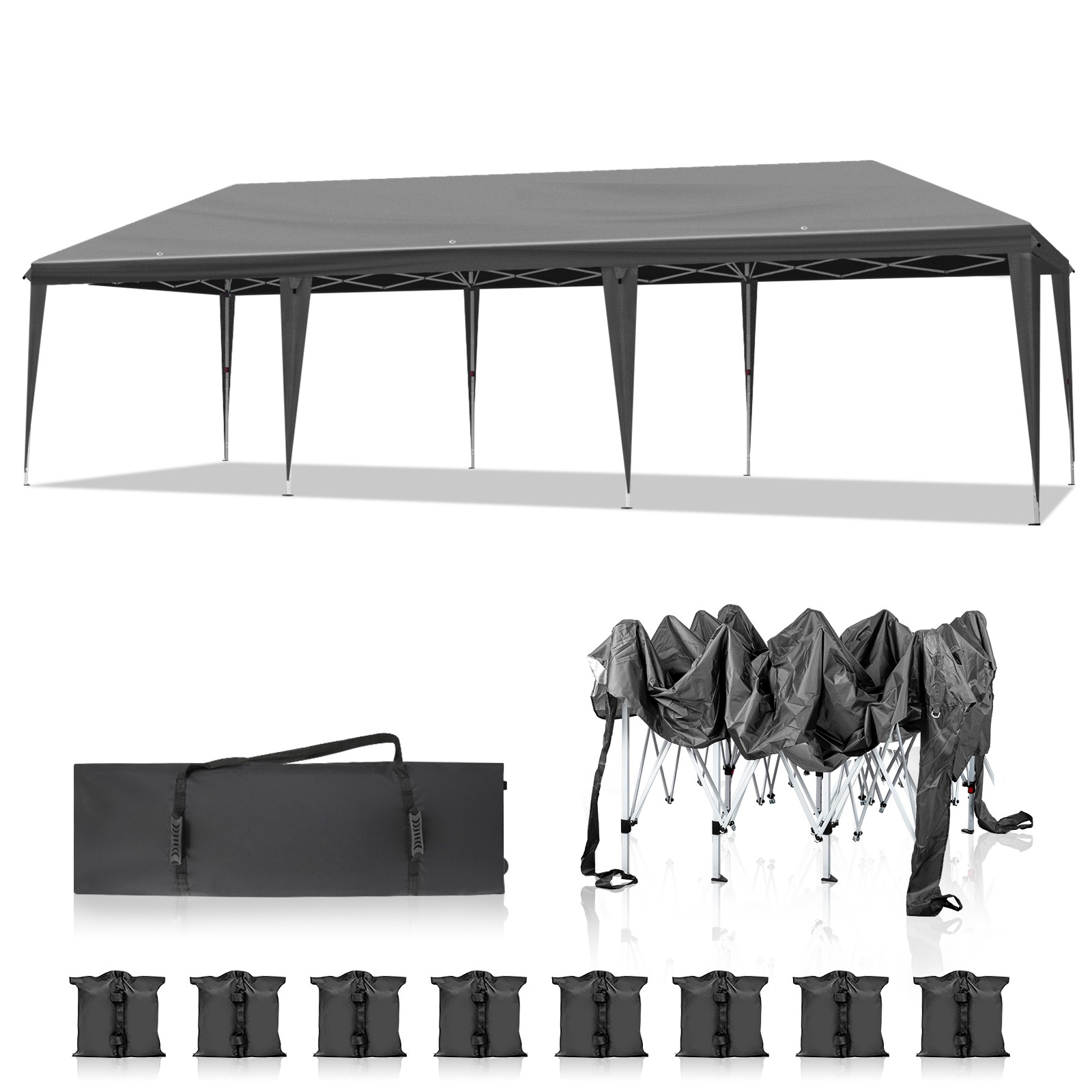 10x30ft Outdoor Pop Up Canopy, Canopy Tent for Party Camping,Sadbag,on Wheel