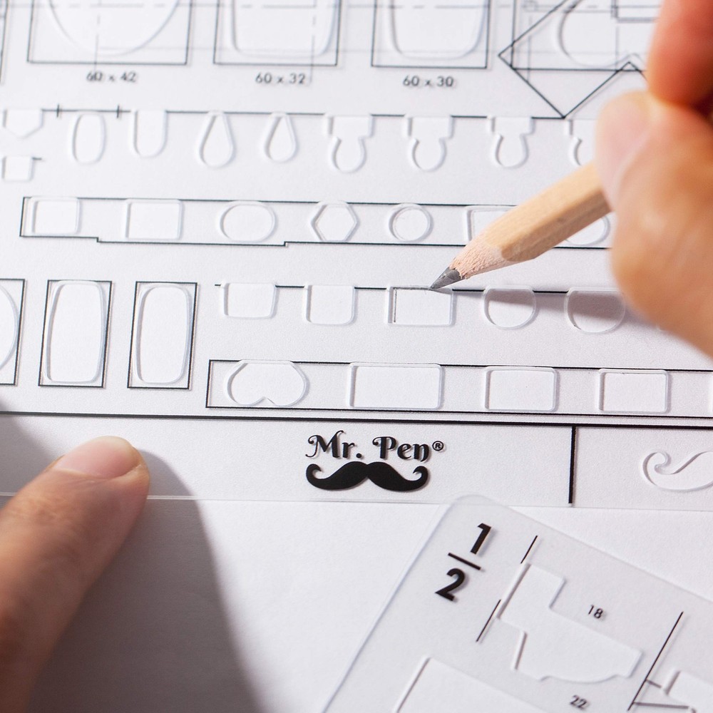 Mr. Pen Plumbing & Bathroom Design Tools - Drafting Ruler Shapes, Stencils &...