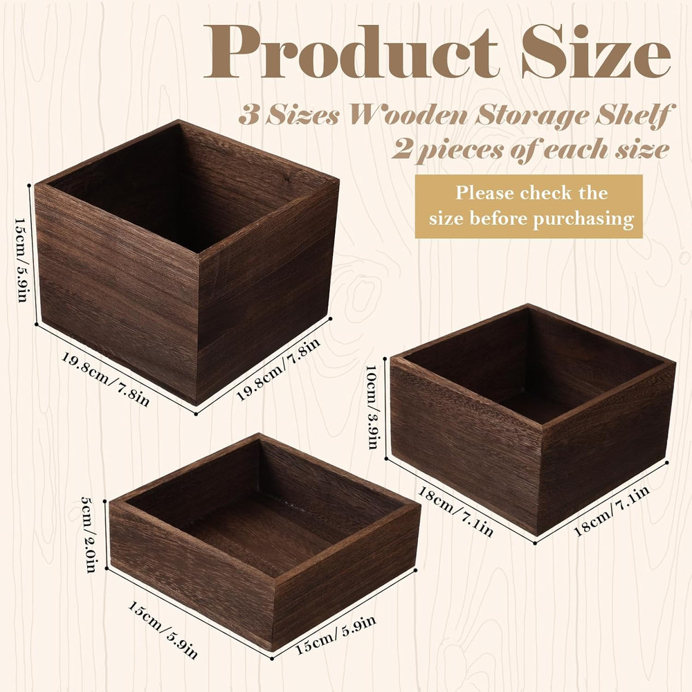 Wooden Display Risers Set - 6 Pcs Stackable Rustic Stands for Events and Decor