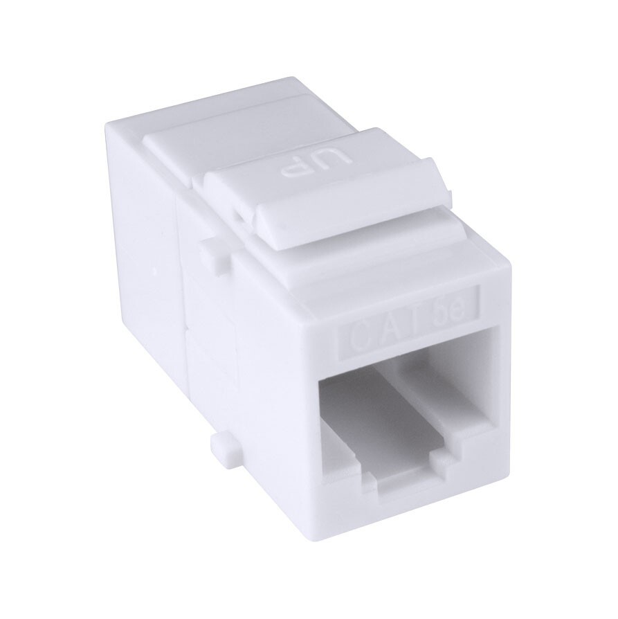 Construct Pro Cat5e Keystone Pass-Through Coupler Jack Insert (White, 5-Pack)