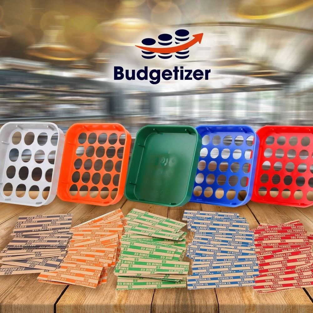 Durable 5-Tray Coin Sorting System with 110 Wrappers for Seamless Organization