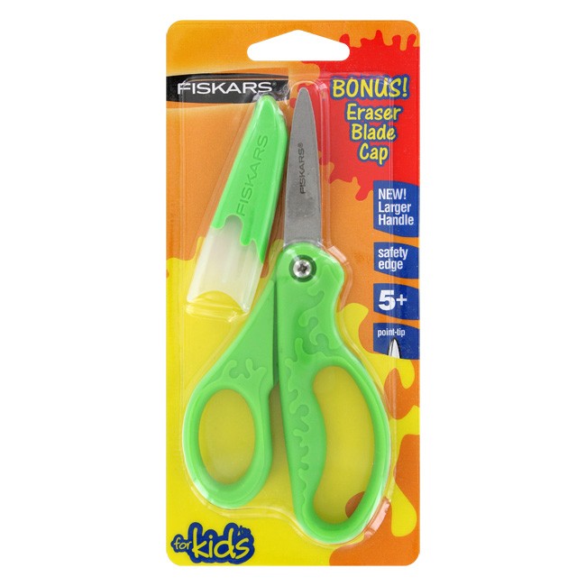 Fiskars Safety Edge Scissors, 5 Inch, Point Tip, Assorted, 1-Count (09430)
