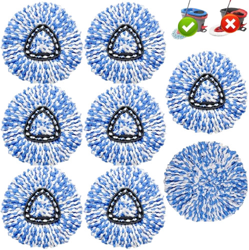 8 Pack Spin Mop Replacement Heads,100% Microfiber Spin Mop Refill Head,360° Spin