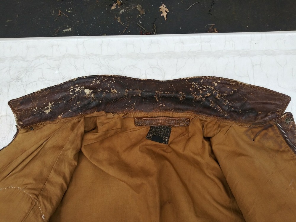 WWII Original A-2 Flight Jacket Very Rare Size 50 Bugs Bunny Patch