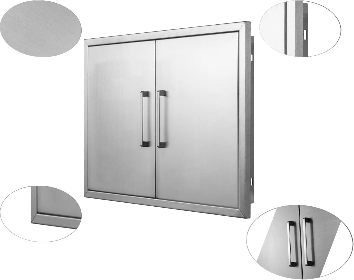 30 W x 21" H-Outdoor Kitchen Doors Stainless Steel BBQ Double Access Door