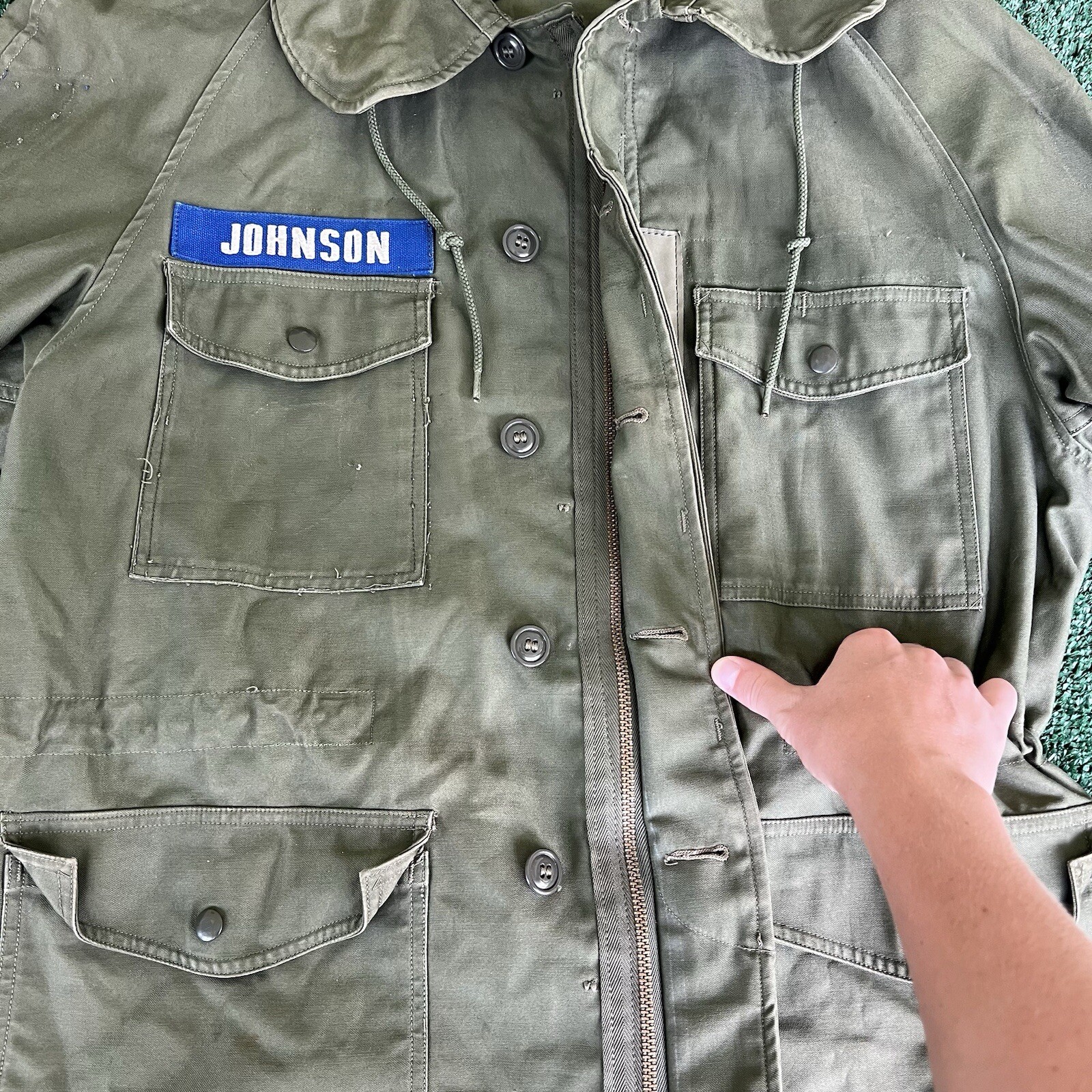 Vintage 50s 60s Korea Vietnam War OG 107 Sateen Jacket Medium Regular Reflective