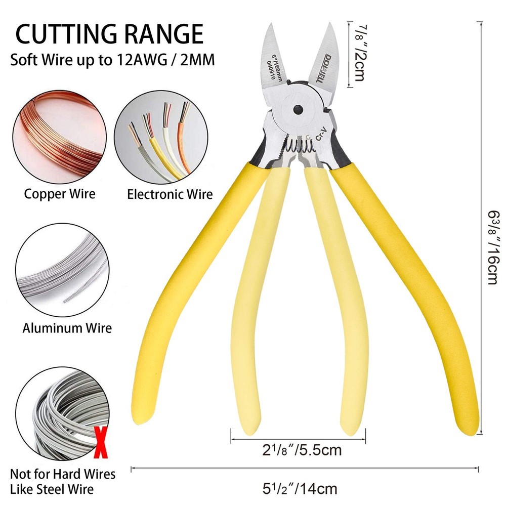 DOWELL Micro Wire Cutter Diagonal Flush Cutters 6 Inch Precision Side Cutters...