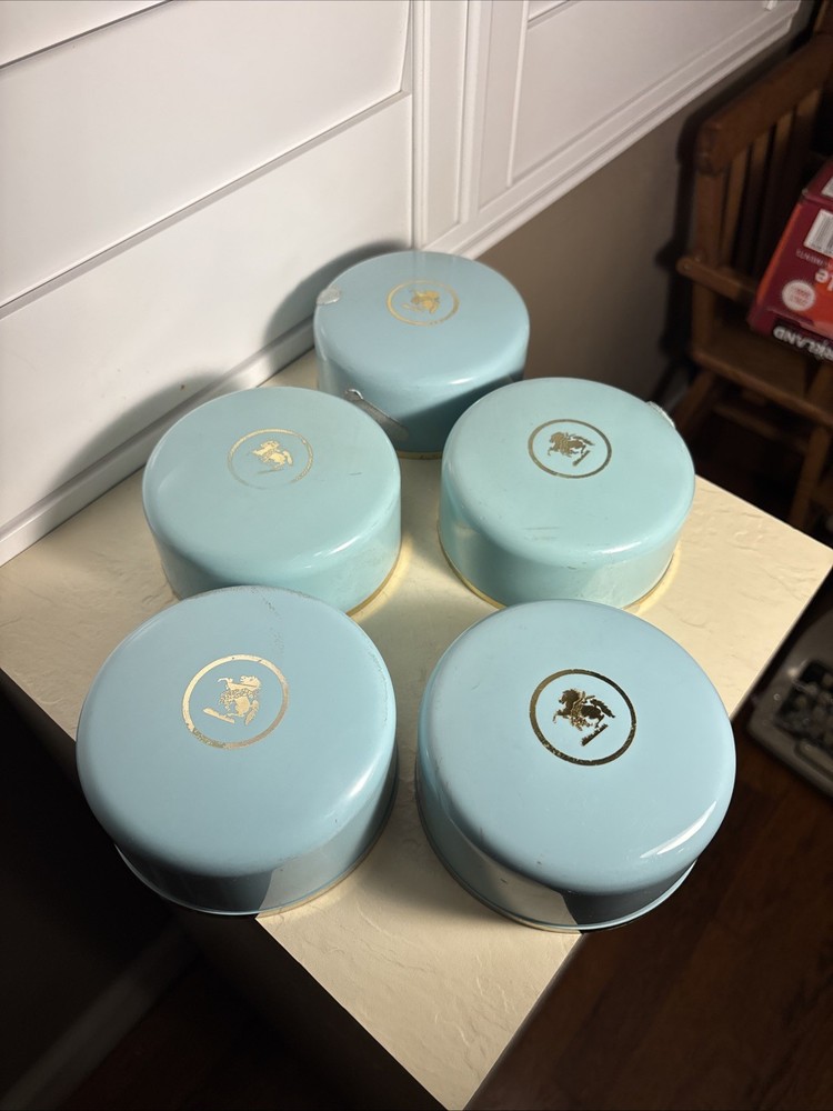 5 Five Elizabeth Arden Blue Grass Dusting Powder Empty Container 1934 Plastic