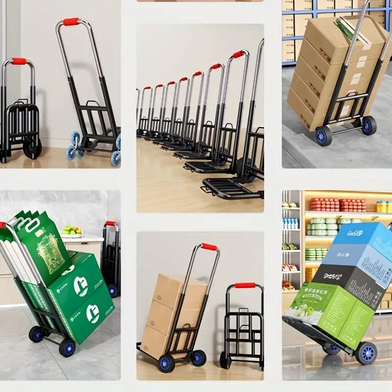 Portable Collapsible Hand Dolly truck for Shopping Camping Moving w/ 3 Tie ropes