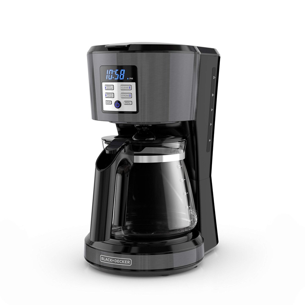 BLACK+DECKER 12-Cup Programmable Coffeemaker VORTEX Technology Black Stainless