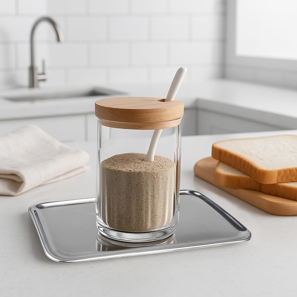 IMEEA Small Silver Tray Rectangular SUS304 Stainless 8" x 4.6" x 0.2",