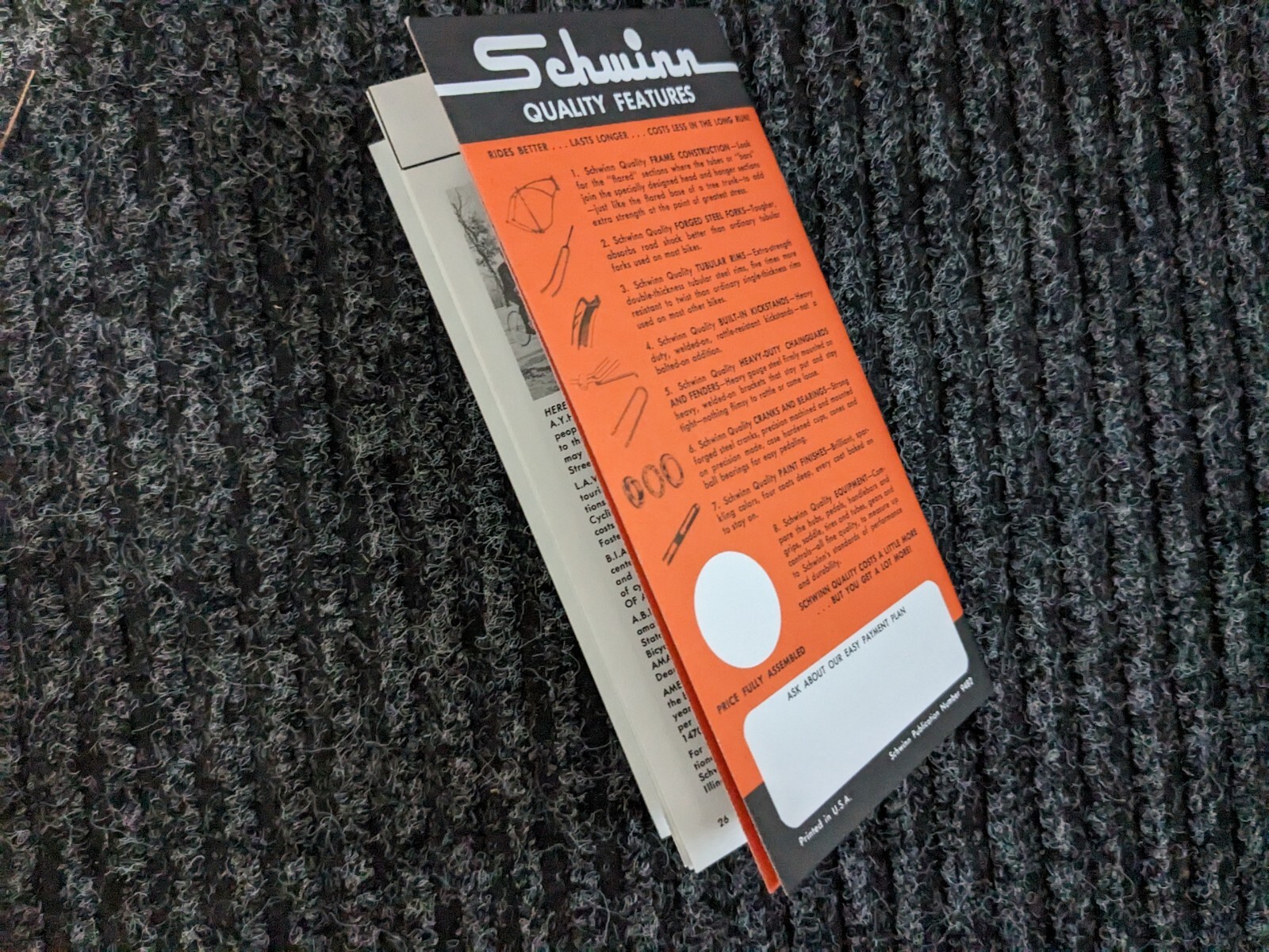 SCHWINN 1968 KRATE & 5 Speed Bicycle Stingray Owners Manual