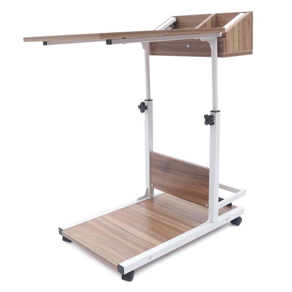Adjustable Height Laptop Desk Rolling Bedside Table Computer Over Bed Standing
