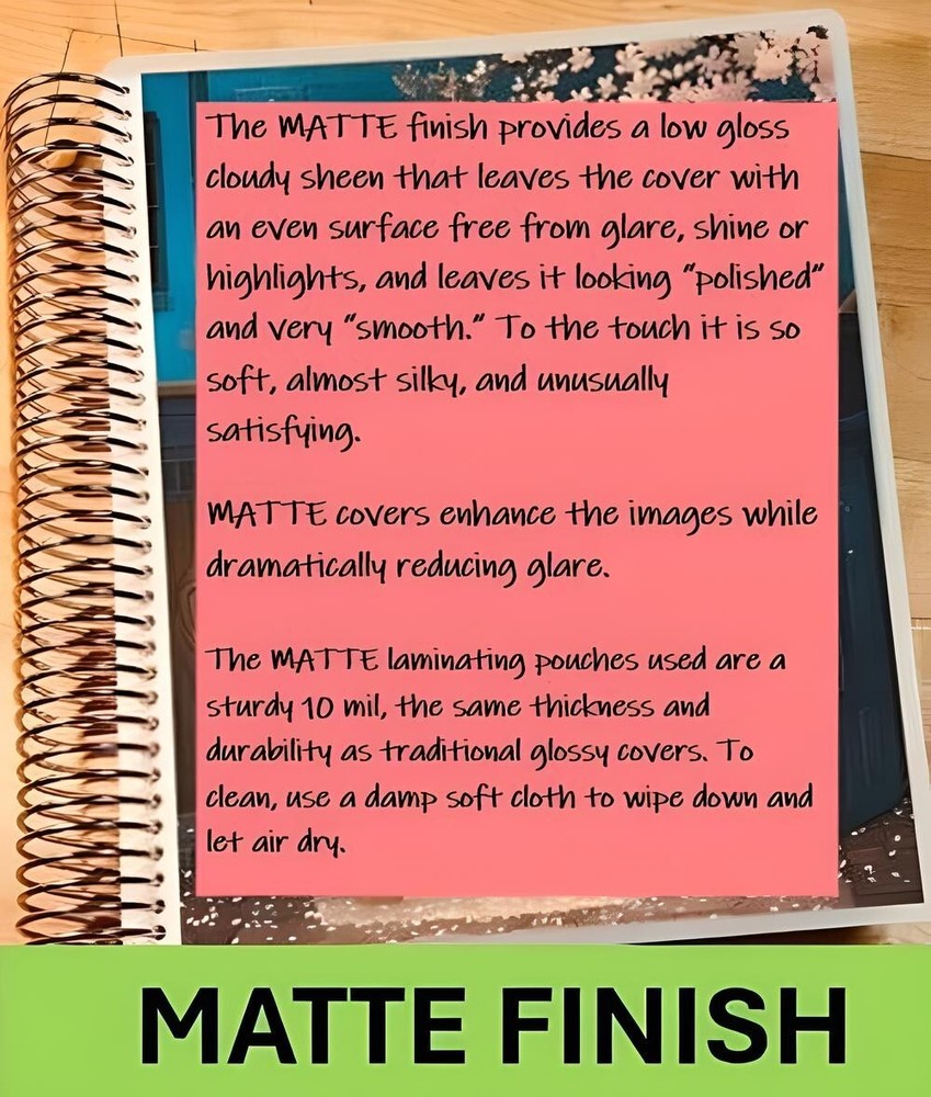 MATTE Composition Book Front & Back Cover Set 4 use with Classic HAPPY Planner-